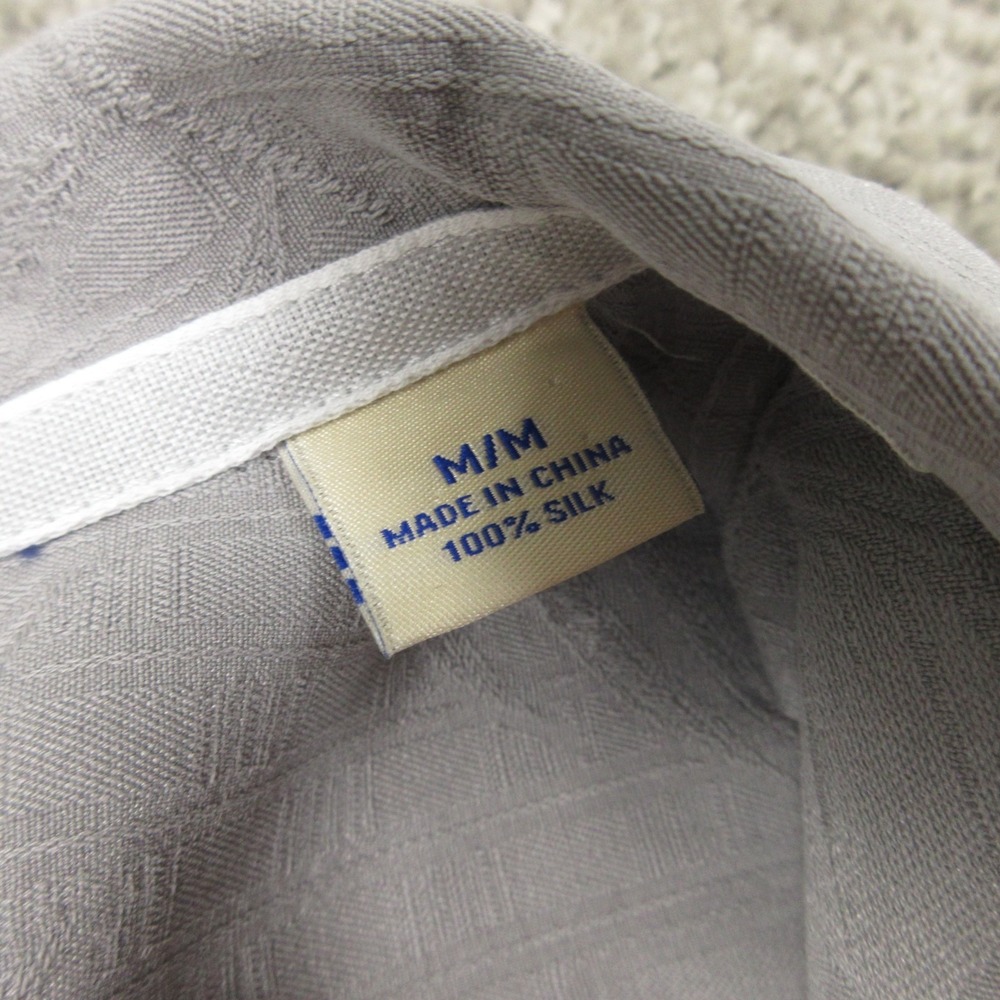 Tommy Bahama Shirt Mens Medium Gray Floral Camp Loop Collar Hawaiian Aloha Silk - Picture 3 of 8